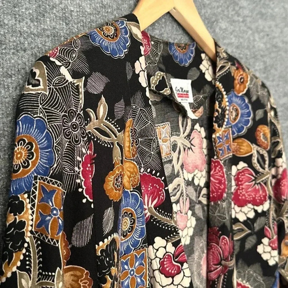 Vintage Artsy Floral Cardigan Womens Small Colorful Open Front Granny Top - Picture 4 of 13